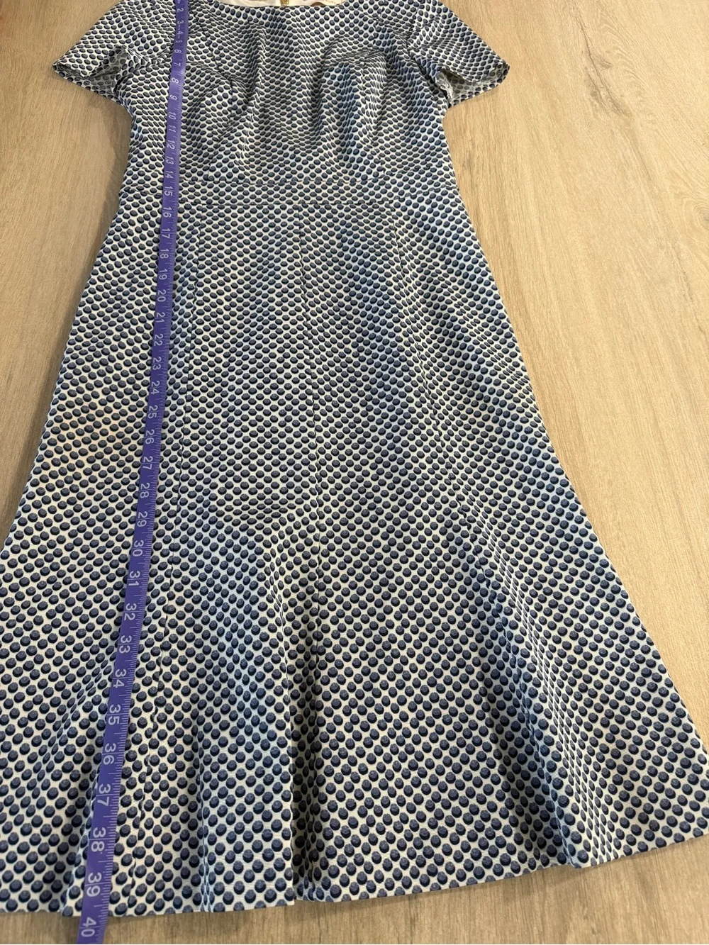Tory Burch Shania Dress Blue Polka Dot Sz 4 A-Line Work Interview Designer